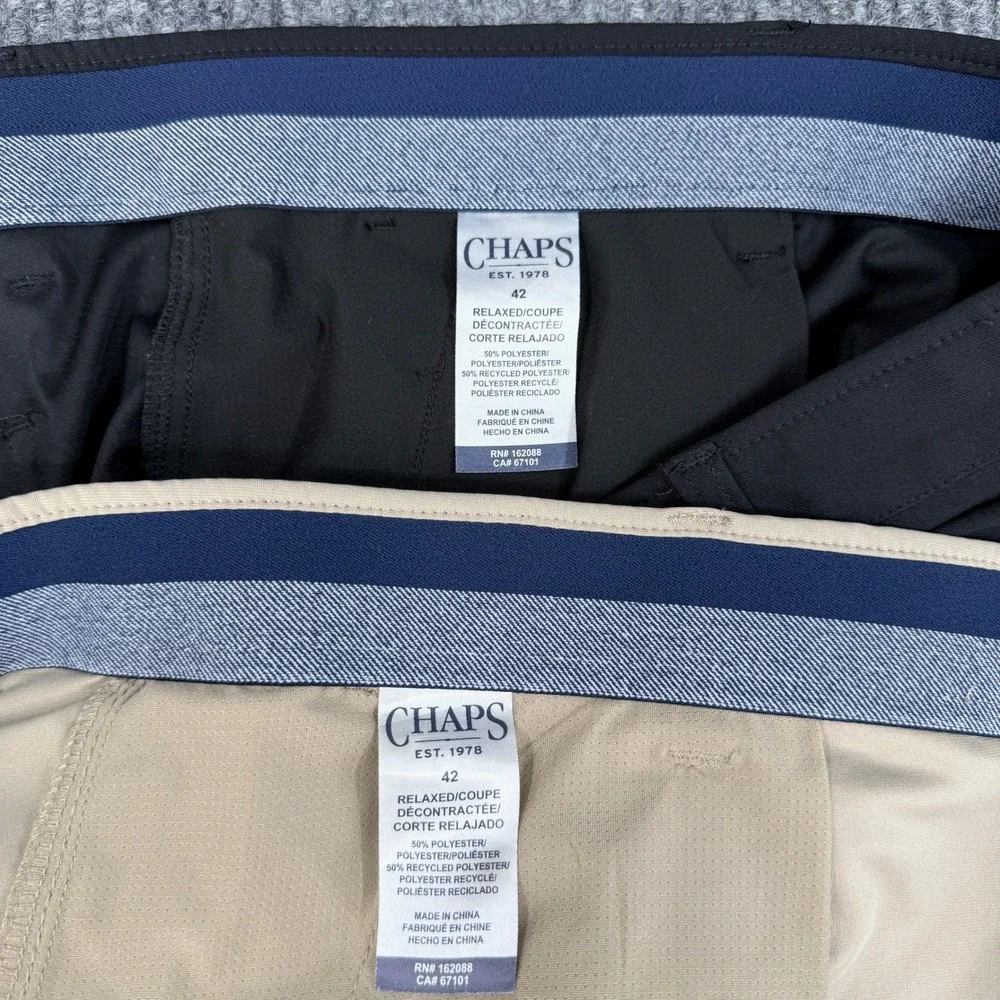 Chaps Mens Everyday Performance Cargo Shorts 42 Lot of 2 Black Khaki CM15SH465W